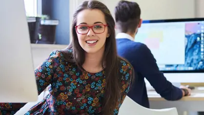 Young woman at a desk