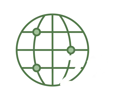 icon of the globe with 3 dots and the number 22