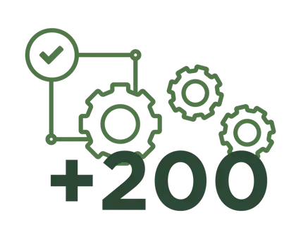 icon of several gears working together and a checkmark