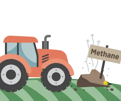 illustration of a red tractor and a manure pile
