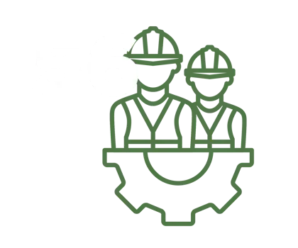 icon of two workers with helmet together with a gear and the number 55